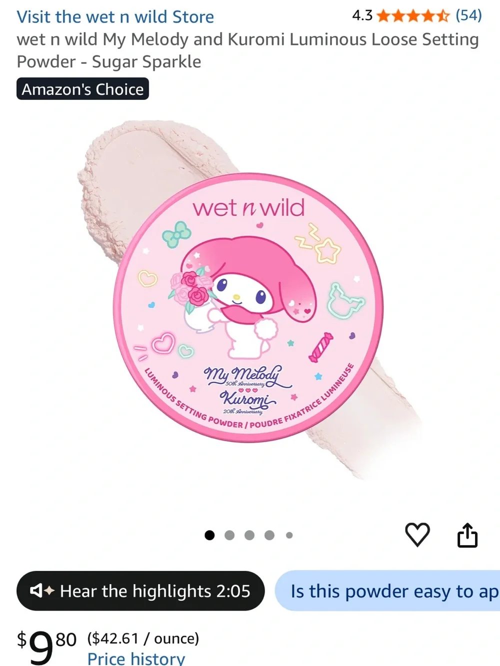 wet n wild My Melody Pink Luminous Setting Powder